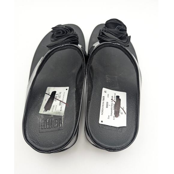 FitFlop Florrie Toe-Thong Wedge Sandal Women's Slip-On Black Size US7 EU38 - Picture 8 of 12
